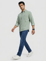 Men Shirt Solid Green Regular Fit