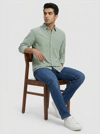Men Shirt Solid Green Regular Fit
