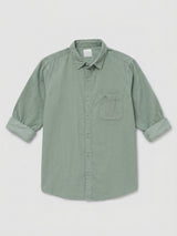 Men Shirt Solid Green Regular Fit