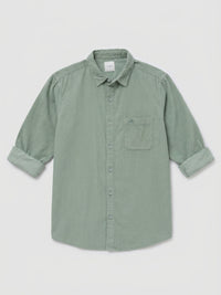 Men Shirt Solid Green Regular Fit