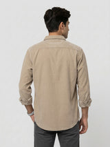 Men Shirt Solid Beige Regular Fit
