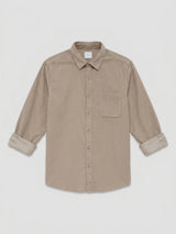 Men Shirt Solid Beige Regular Fit
