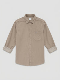 Men Shirt Solid Beige Regular Fit