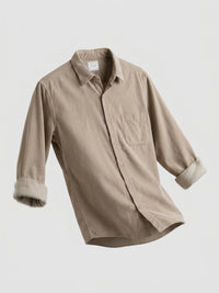 Men Shirt Solid Beige Regular Fit