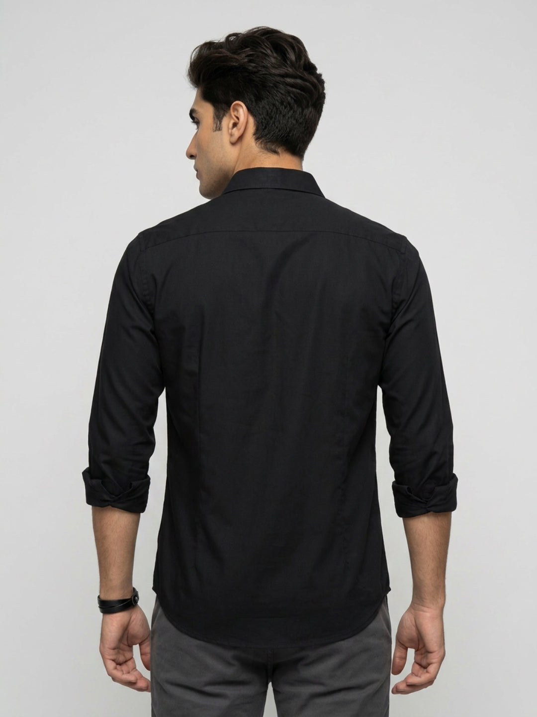 Men Shirt Solid Black Regular Fit