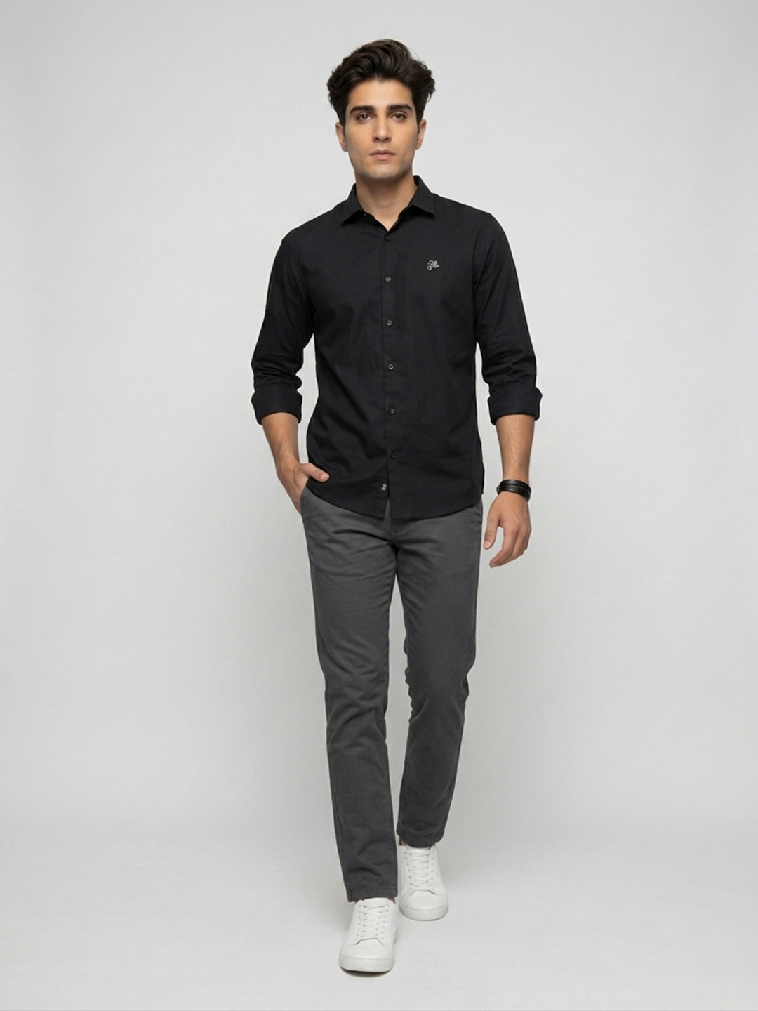 Men Shirt Solid Black Regular Fit