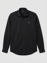 Men Shirt Solid Black Regular Fit