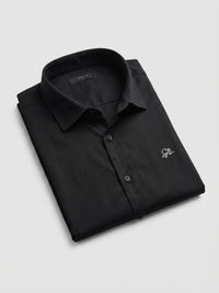 Men Shirt Solid Black Regular Fit