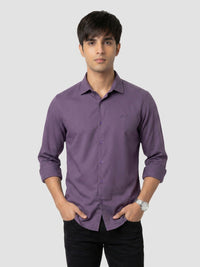 Men Shirt Solid Lilac Regular Fit