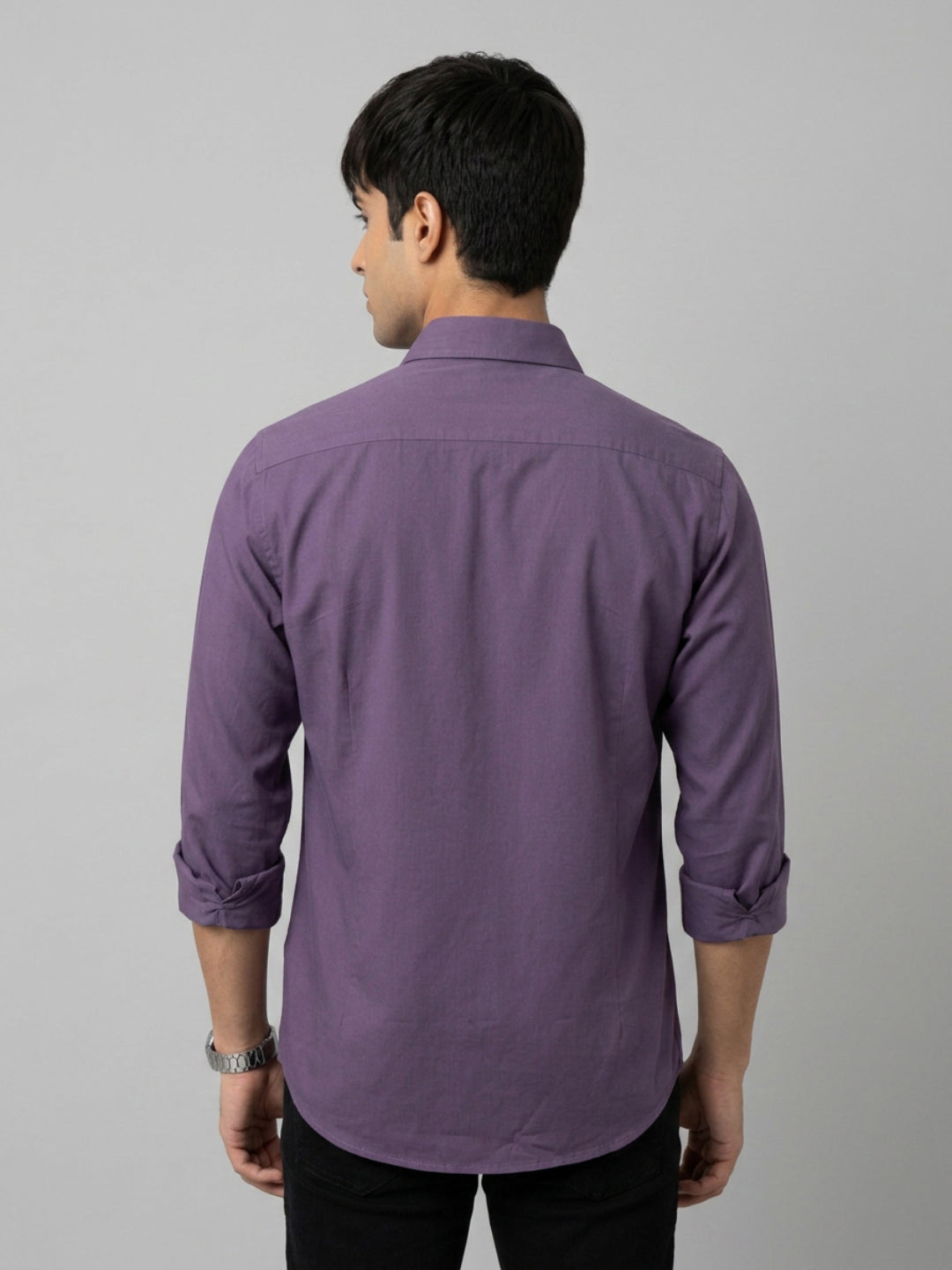 Men Shirt Solid Lilac Regular Fit