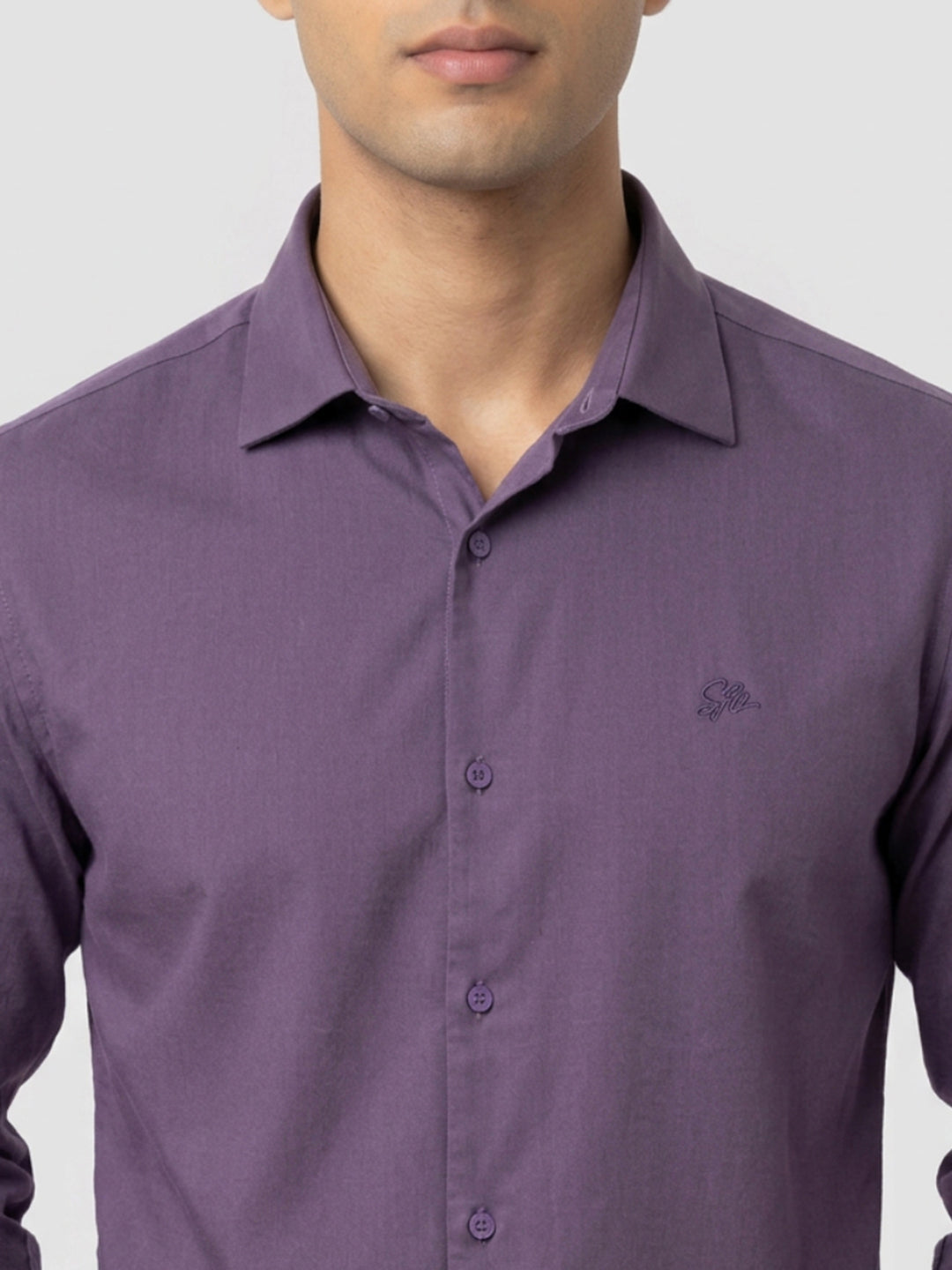 Men Shirt Solid Lilac Regular Fit
