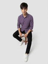 Men Shirt Solid Lilac Regular Fit