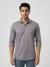 Men Shirt Solid Grey Regular Fit