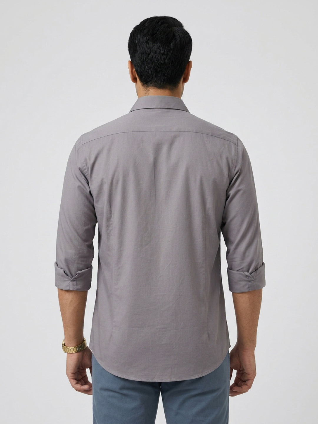 Men Shirt Solid Grey Regular Fit
