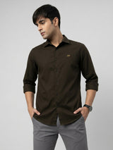 Men Shirt Solid Green Regular Fit