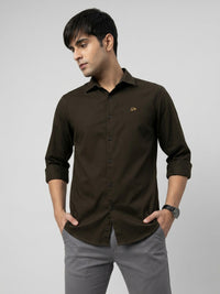 Men Shirt Solid Green Regular Fit