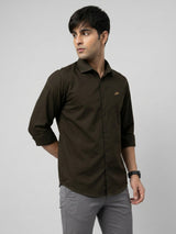 Men Shirt Solid Green Regular Fit