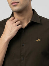 Men Shirt Solid Green Regular Fit