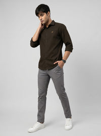 Men Shirt Solid Green Regular Fit