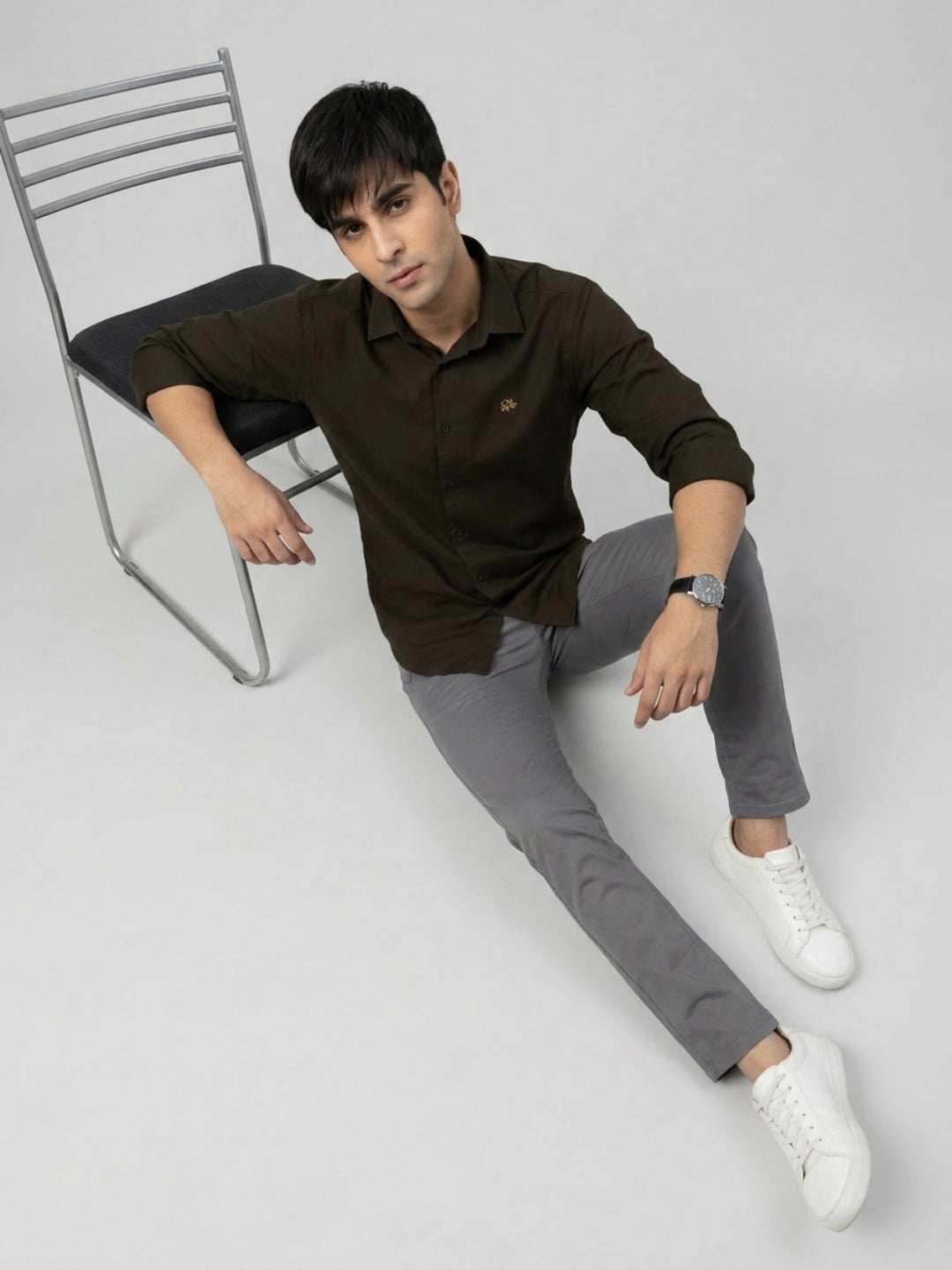 Men Shirt Solid Green Regular Fit