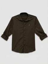 Men Shirt Solid Green Regular Fit