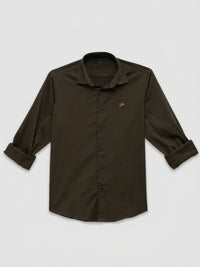 Men Shirt Solid Green Regular Fit