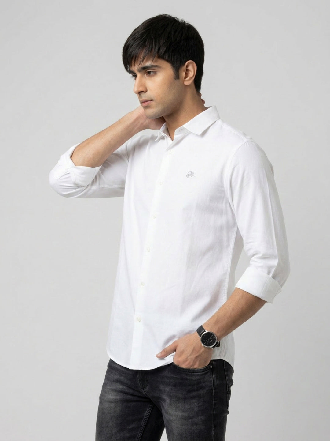 Men Shirt Solid White Regular Fit