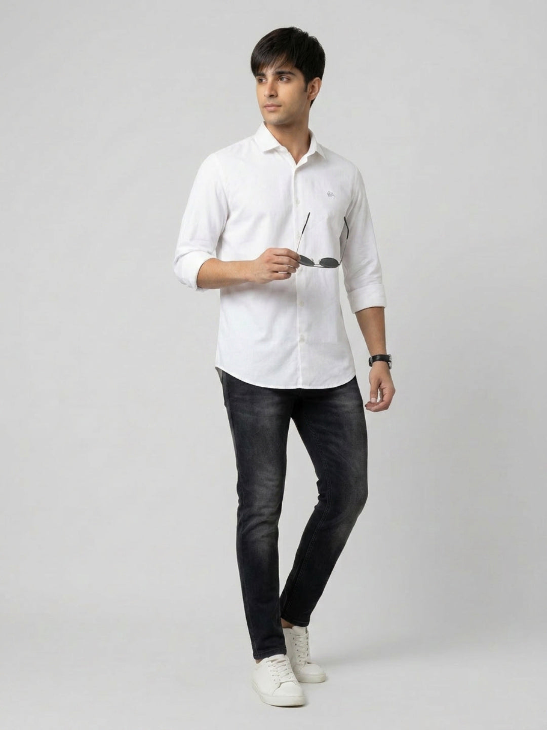Men Shirt Solid White Regular Fit