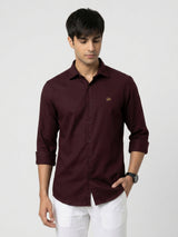 Men Shirt Solid Maroon Regular Fit