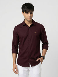 Men Shirt Solid Maroon Regular Fit