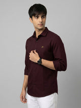 Men Shirt Solid Maroon Regular Fit
