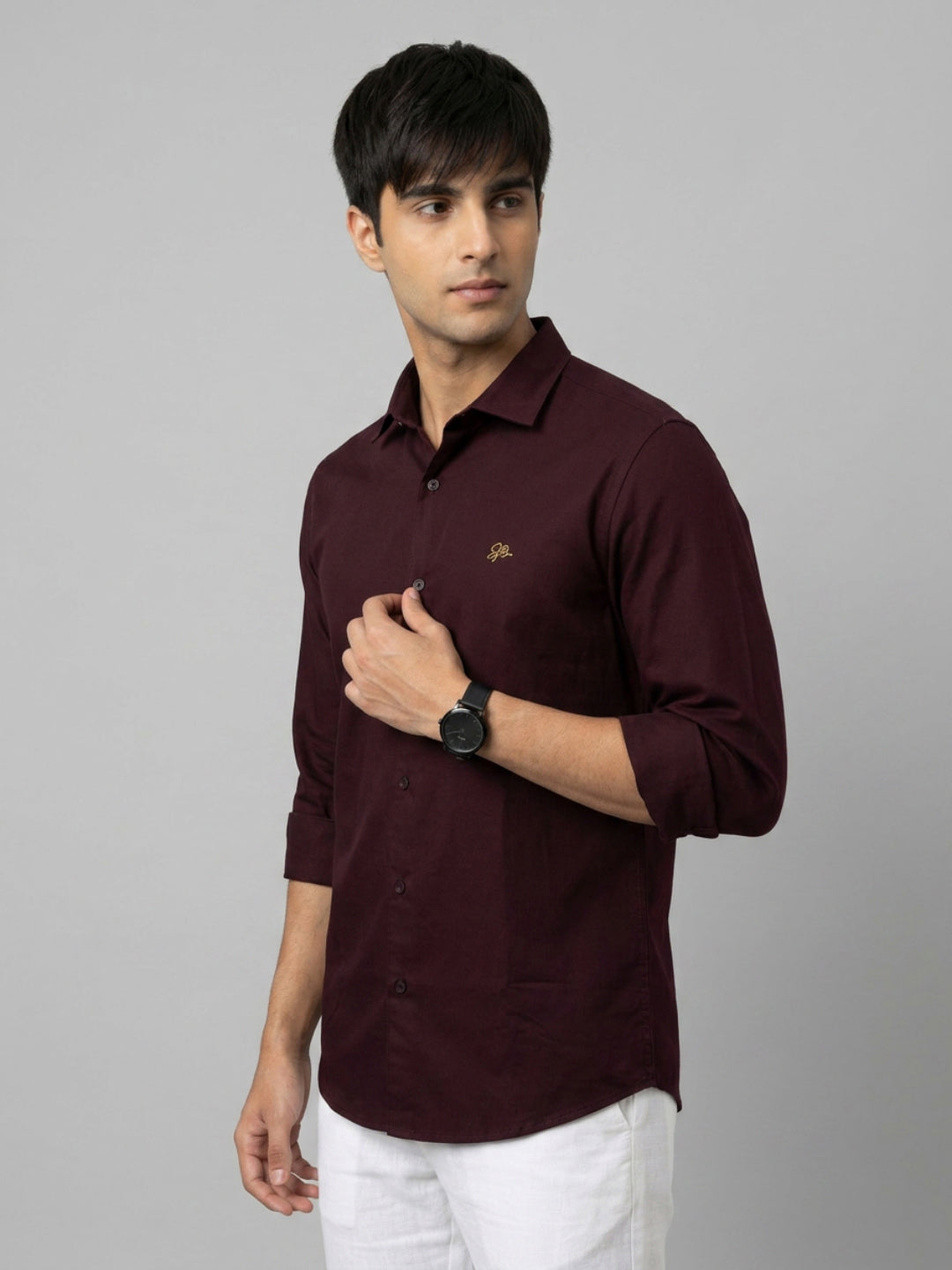 Men Shirt Solid Maroon Regular Fit