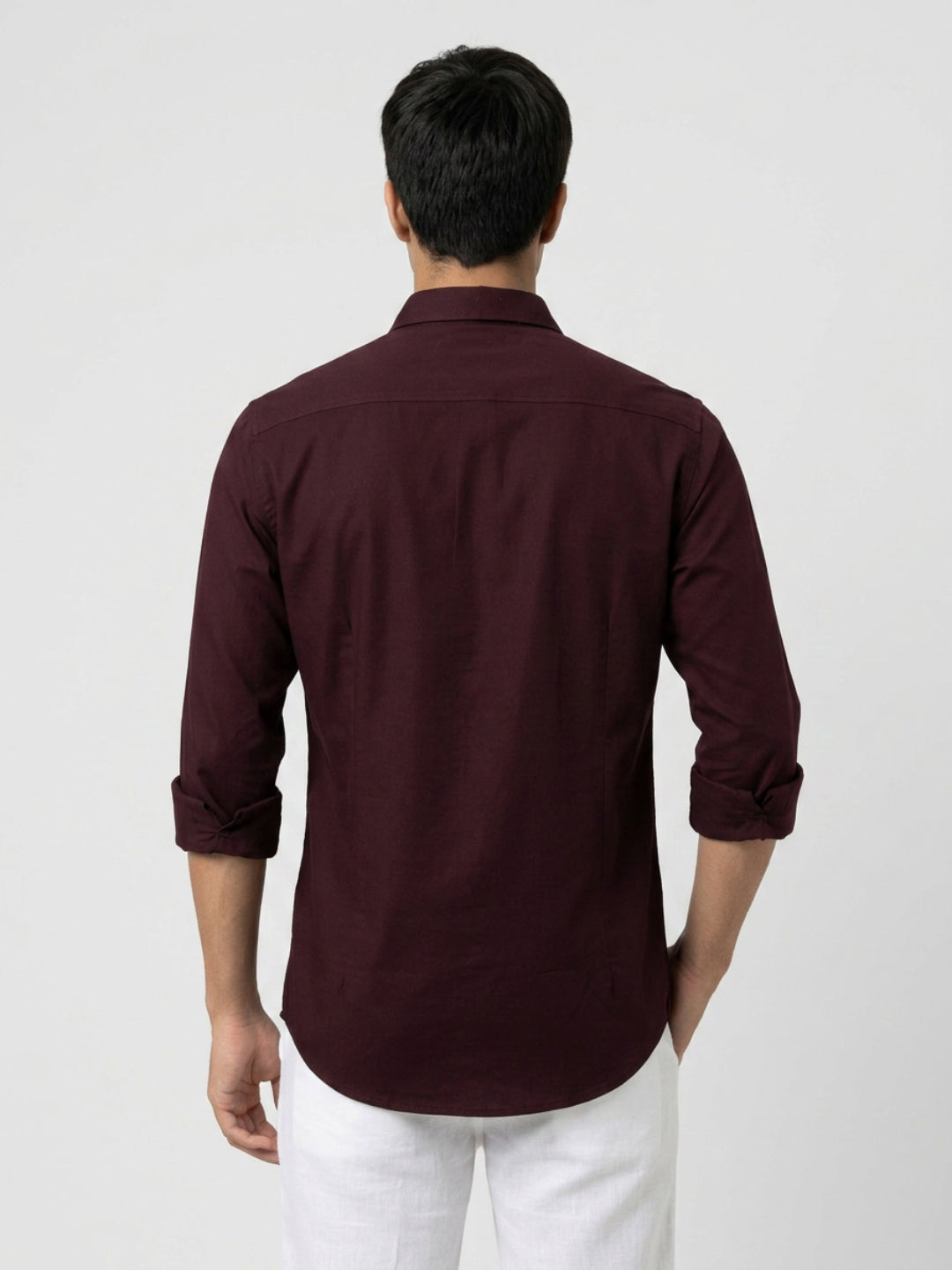 Men Shirt Solid Maroon Regular Fit