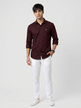 Men Shirt Solid Maroon Regular Fit