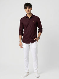 Men Shirt Solid Maroon Regular Fit