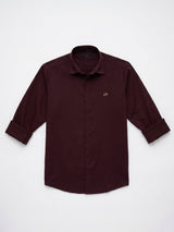 Men Shirt Solid Maroon Regular Fit