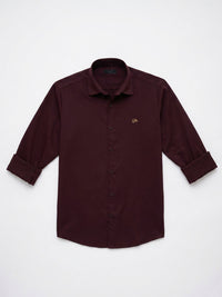 Men Shirt Solid Maroon Regular Fit