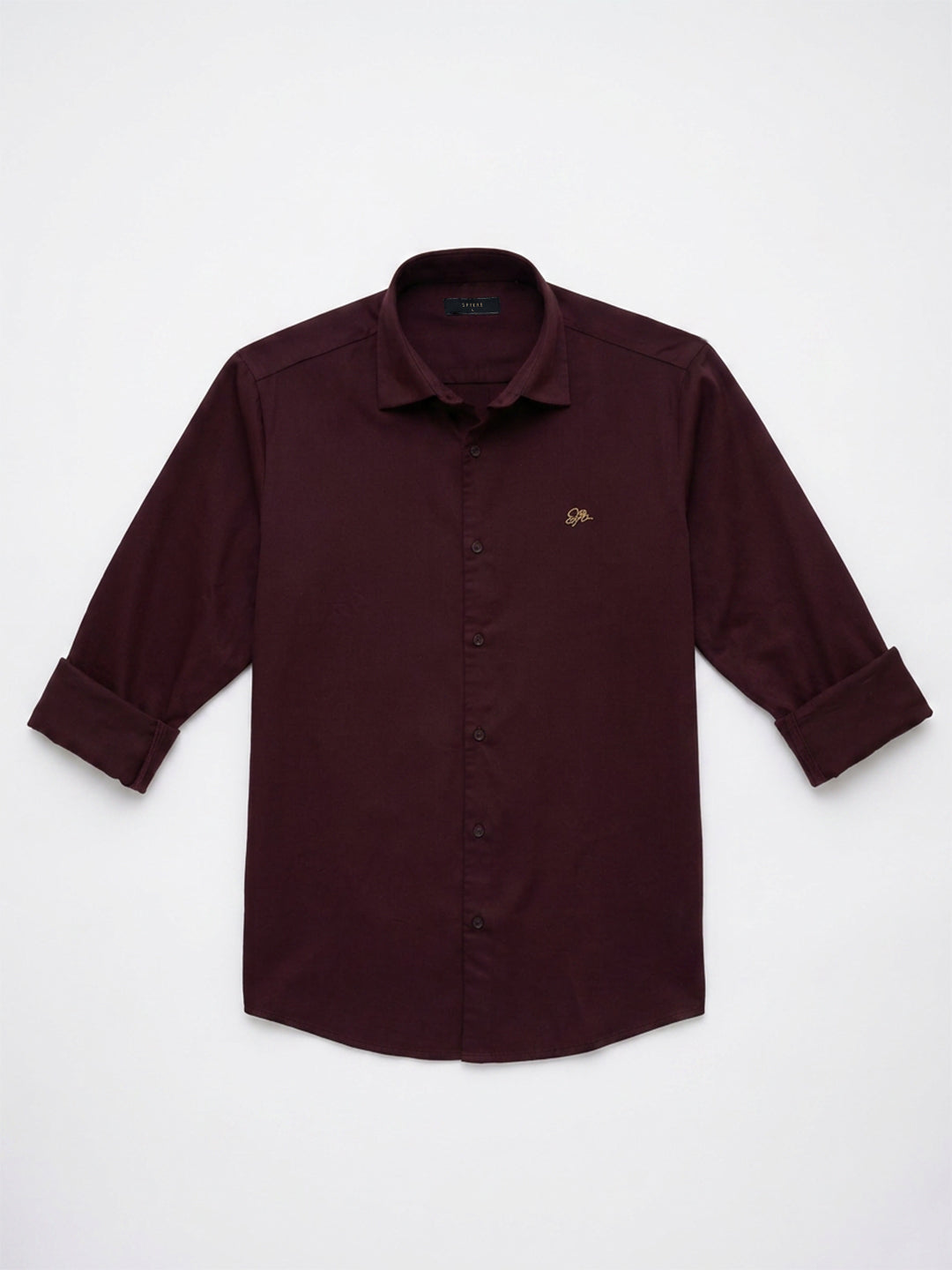 Men Shirt Solid Maroon Regular Fit