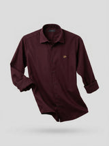 Men Shirt Solid Maroon Regular Fit