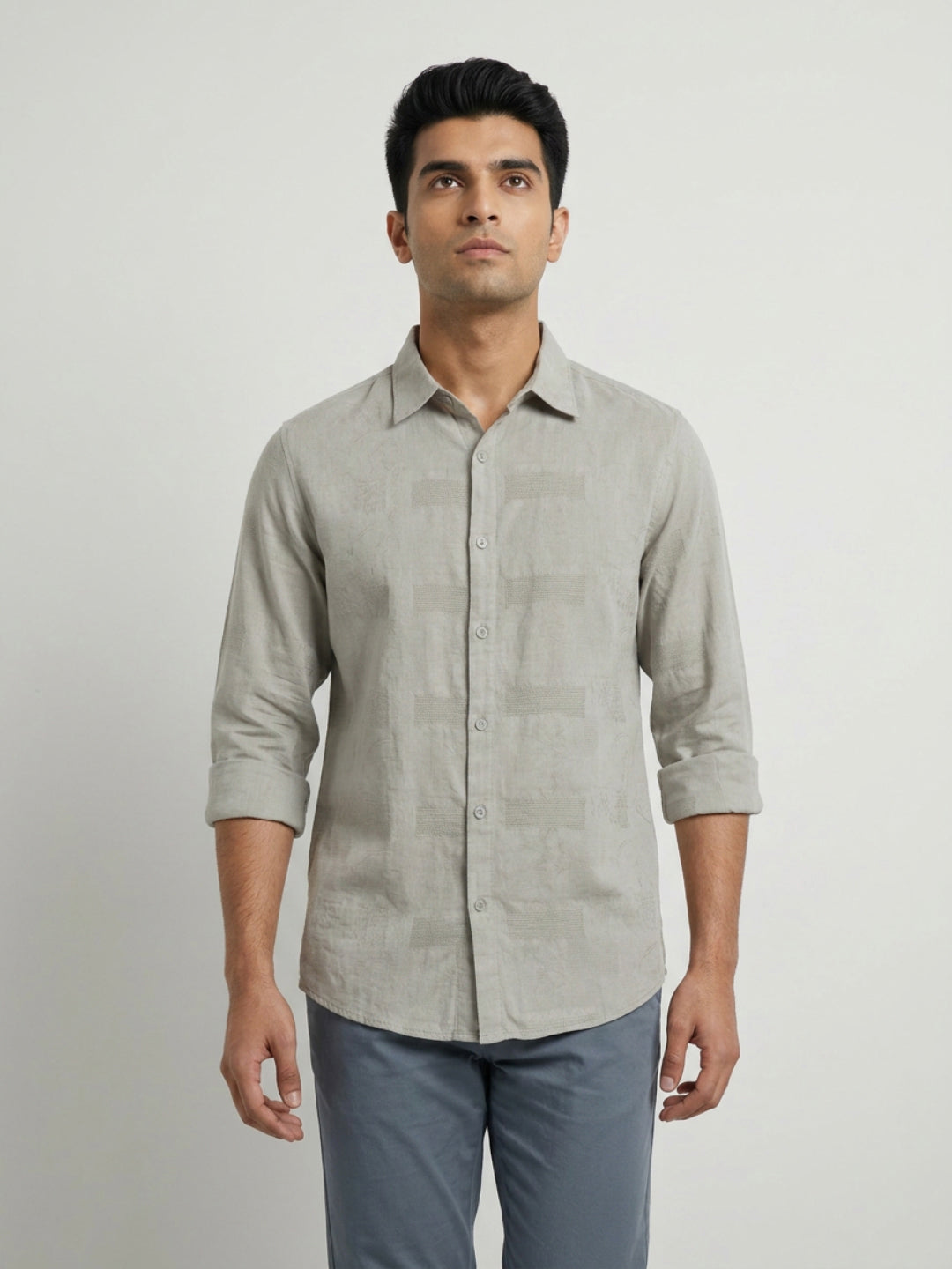 Men Shirt Solid Green Regular Fit