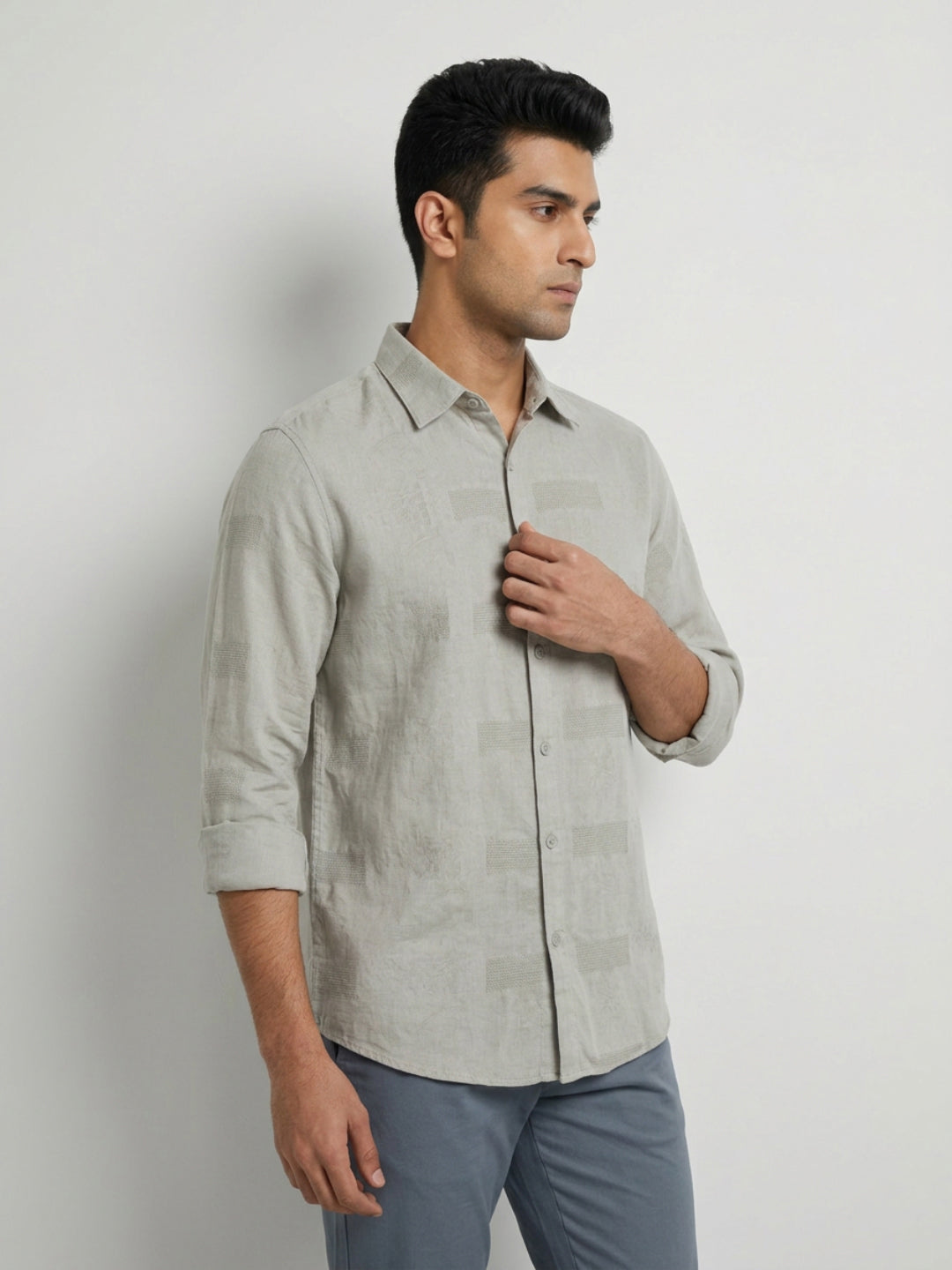 Men Shirt Solid Green Regular Fit