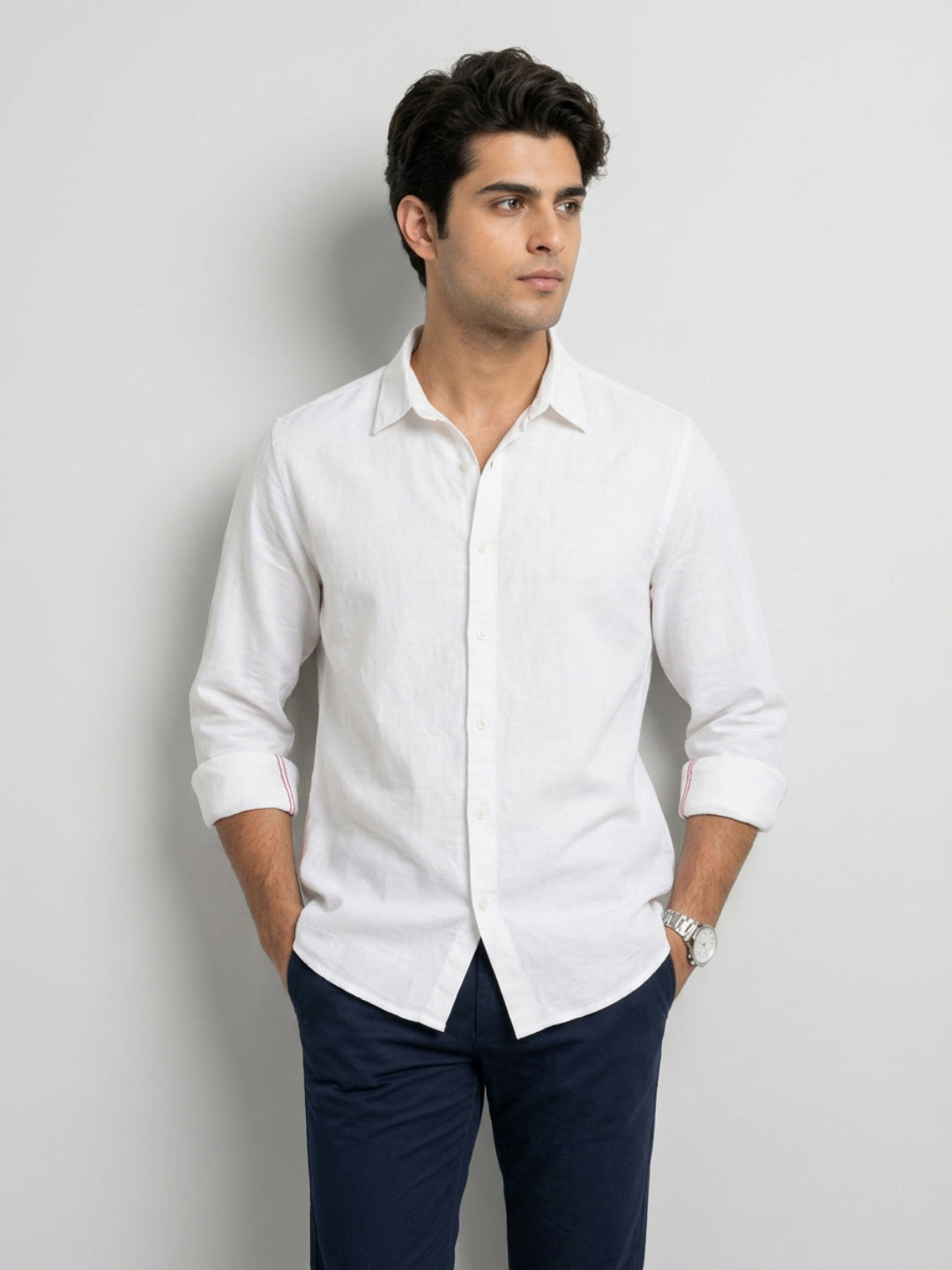 Men Shirt Solid White Regular Fit