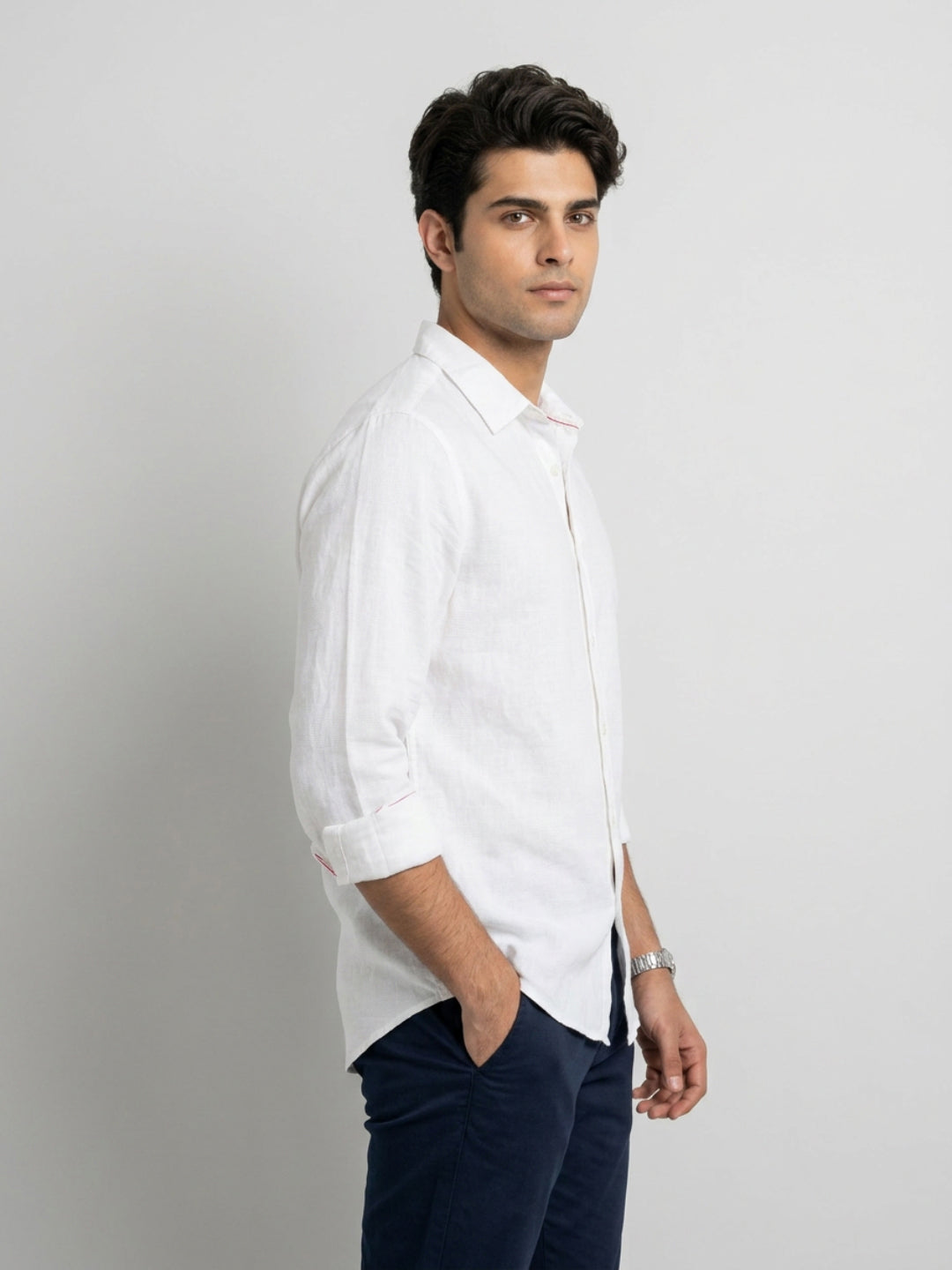 Men Shirt Solid White Regular Fit