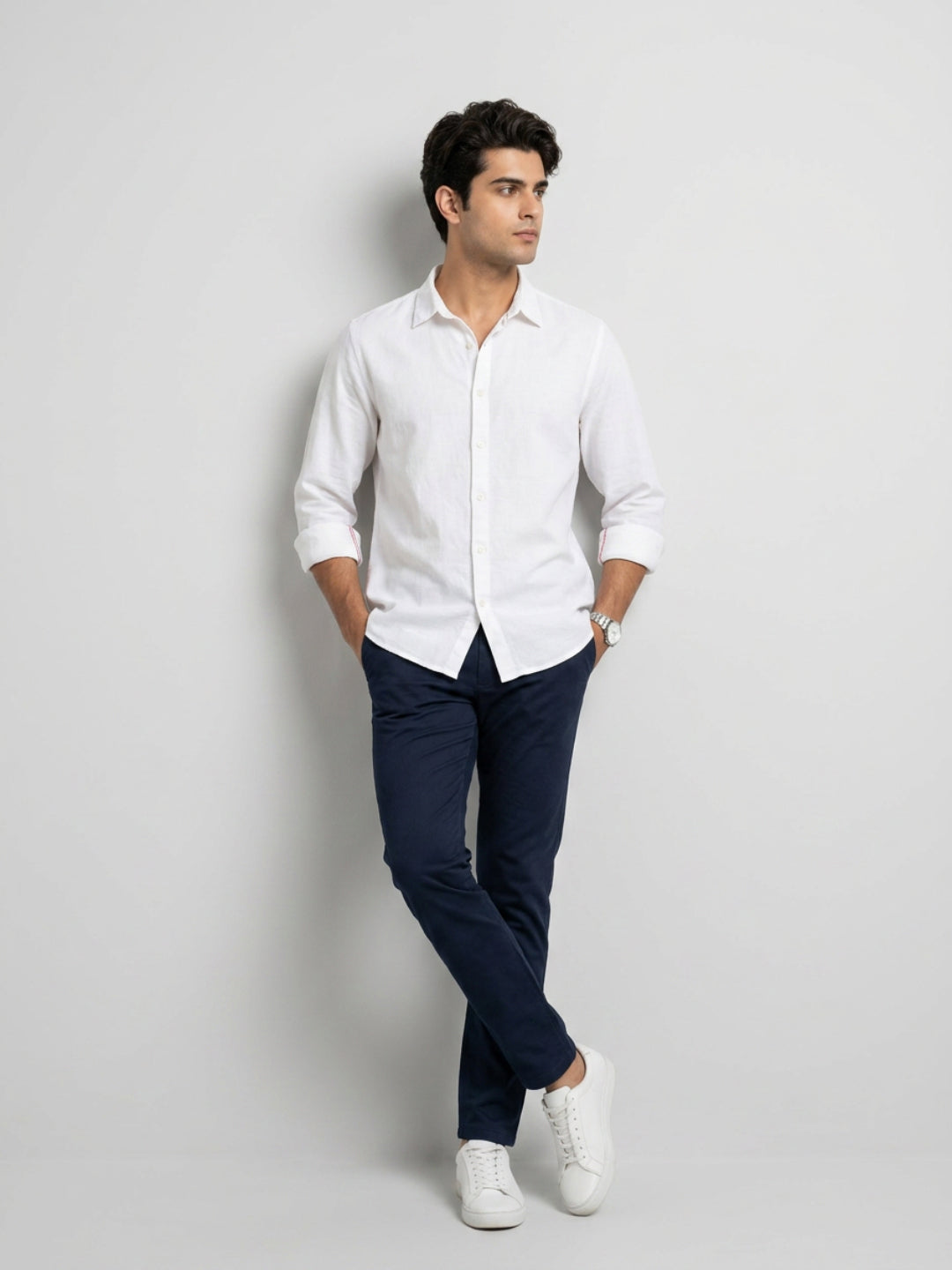 Men Shirt Solid White Regular Fit