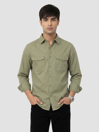 Men Shirt Solid Green Regular Fit