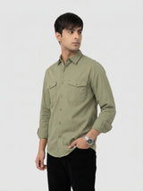 Men Shirt Solid Green Regular Fit