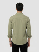 Men Shirt Solid Green Regular Fit