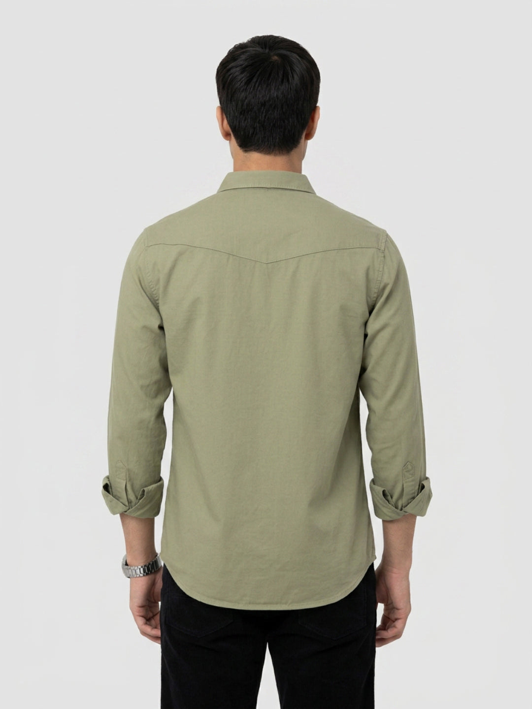 Men Shirt Solid Green Regular Fit