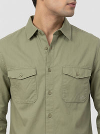 Men Shirt Solid Green Regular Fit