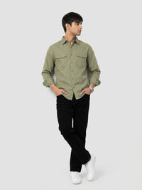 Men Shirt Solid Green Regular Fit